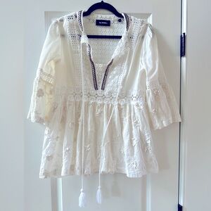 The Kooples white summer top in cotton, size small.
